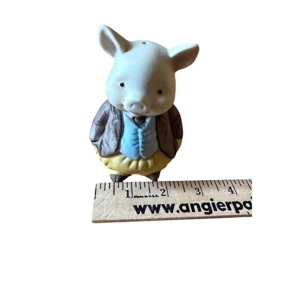 Vintage Fitz‎ & Floyd Pig Figurine Bell Dressed Pig in Vest 4in ceramic farmcore